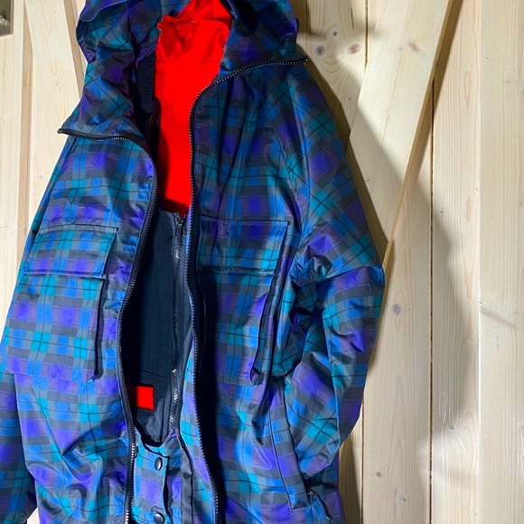 Sunny Day UPF Ski JACKET navy blue green Blackwatch Plaid Men’s Mens WINDBREAKER - Picture 6 of 16